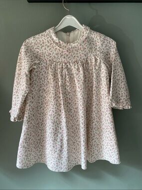 Girls' Pink Floral Long-Sleeve Dress
